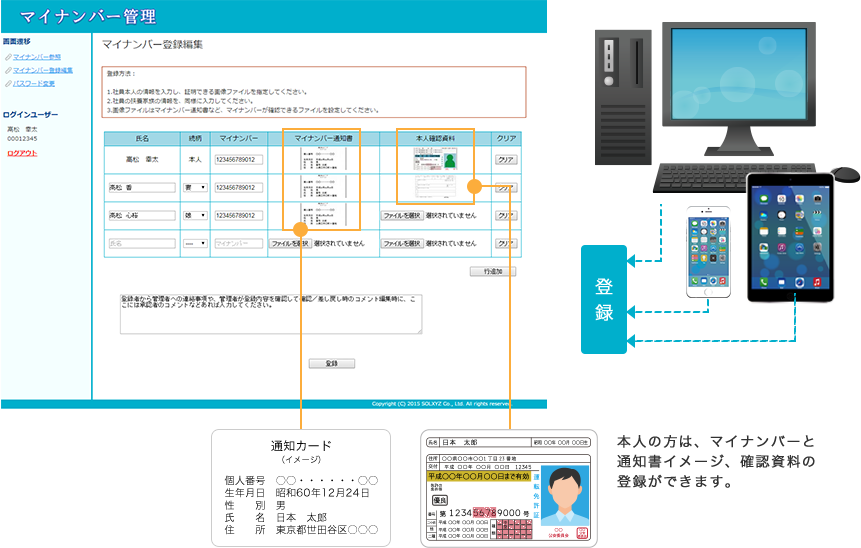 パソコン登録画面イメージ